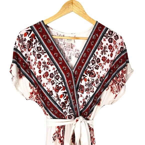 Knox Rose Womens Faux Wrap Maxi Dress XS Floral Boho Hippie Prairie Peasant - Picture 4 of 10